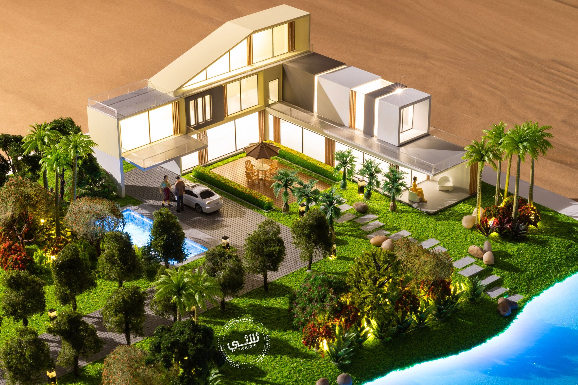 مجسم معماري لفيلا سكنية على الواجهة البحرية، من تنفيذ ثلاثي